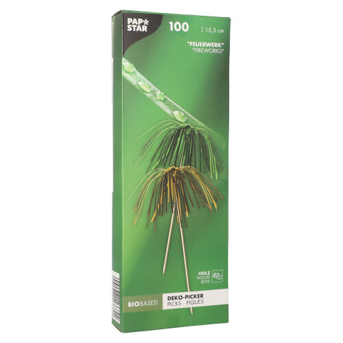100 Deko-Picker 15,5 cm farbig sortiert "Feuerwerk"