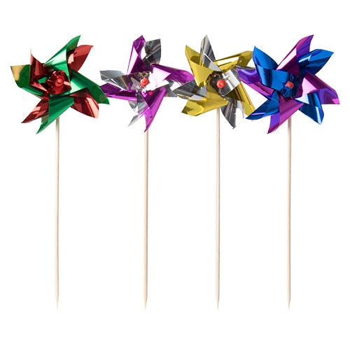100 Deko-Picker 17,5 cm farbig sortiert "Windmühle"