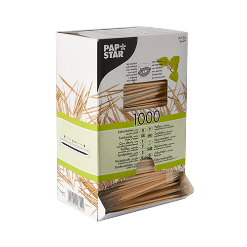1000 Zahnstocher, Holz gehüllt rund 6,5 cm mit Menthol