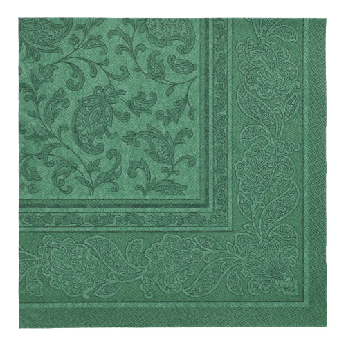 20 Servietten "ROYAL Collection" 1/4-Falz 40 cm x 40 cm dunkelgrün "Ornaments"