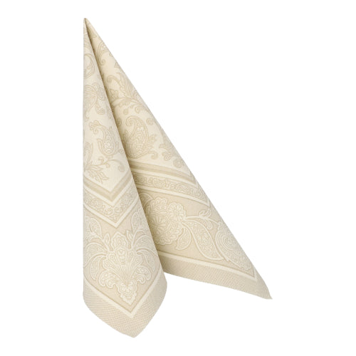 20 Servietten "ROYAL Collection" 1/4-Falz 40 cm x 40 cm champagner "Ornaments"