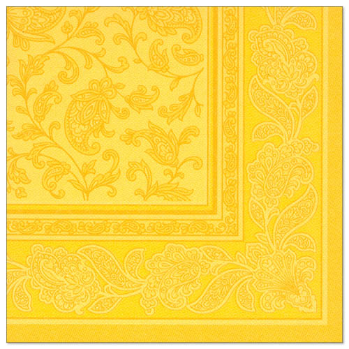 20 Servietten "ROYAL Collection" 1/4-Falz 40 cm x 40 cm gelb "Ornaments"
