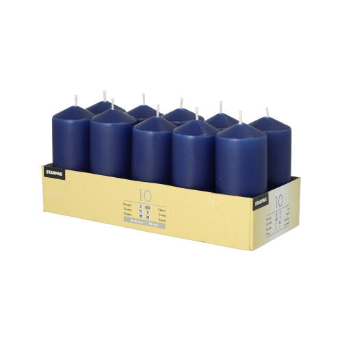 10 Stumpenkerzen Ø 40 mm · 90 mm dunkelblau