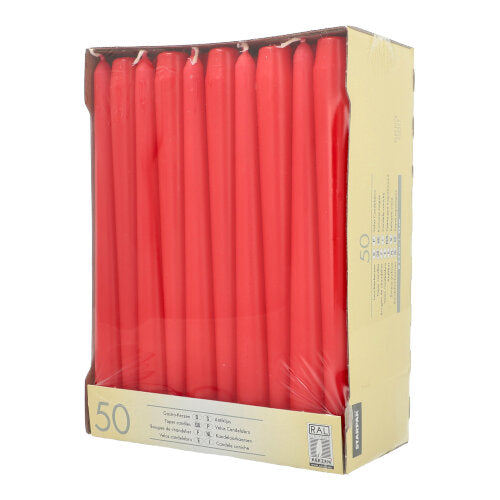 50 Leuchterkerzen Ø 2,2 cm · 25 cm rot