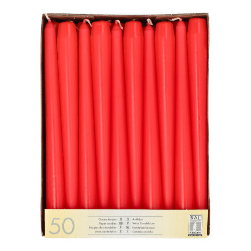 50 Leuchterkerzen Ø 2,2 cm · 25 cm rot