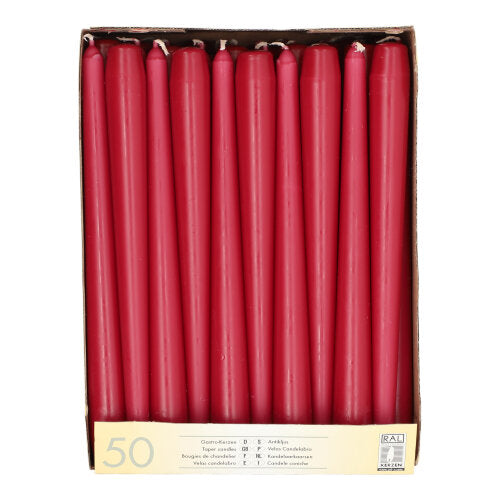 50 Leuchterkerzen Ø 2,2 cm · 25 cm bordeaux