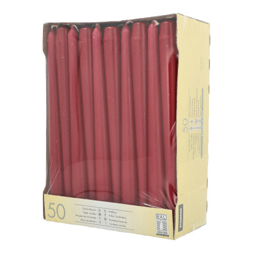50 Leuchterkerzen Ø 2,2 cm · 25 cm bordeaux