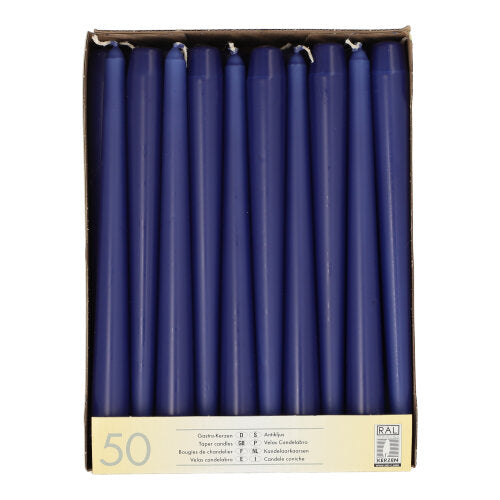 50 Leuchterkerzen Ø 2,2 cm · 25 cm dunkelblau