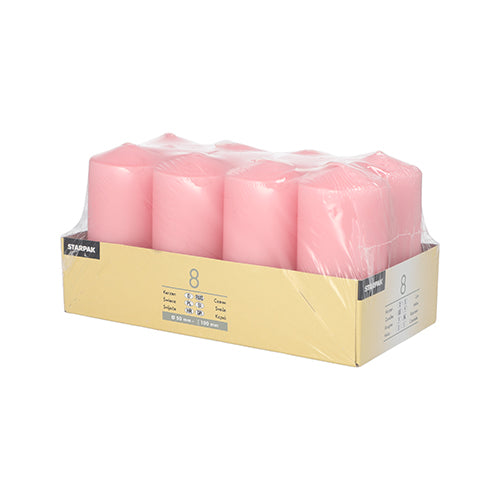 8 Stumpenkerzen Ø 50 mm · 100 mm altrosa
