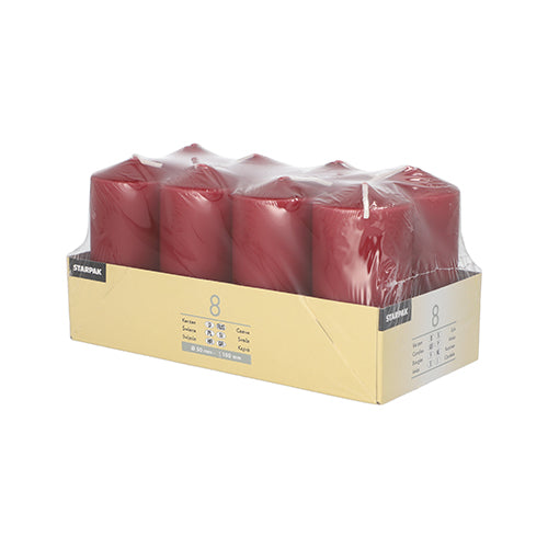 8 Stumpenkerzen Ø 50 mm · 100 mm bordeaux