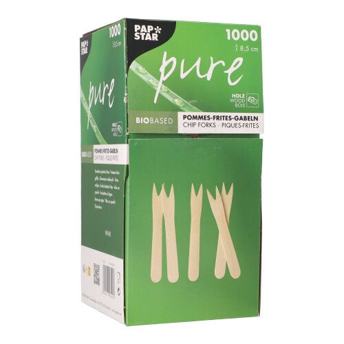 1000 Pommes-Frites-Gabeln, Holz "pure" 8,5 cm