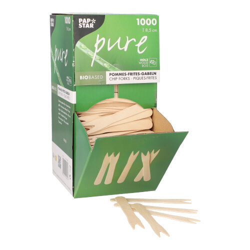 1000 Pommes-Frites-Gabeln, Holz "pure" 8,5 cm