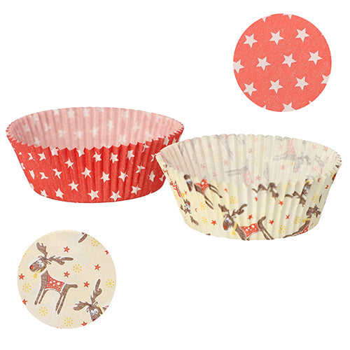 60 Backförmchen Ø 5 cm · 2,5 cm "Elk & Stars" sortiert