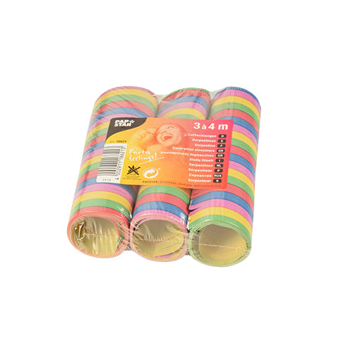3 Luftschlangen 4 m "Stripes" flammhemmend