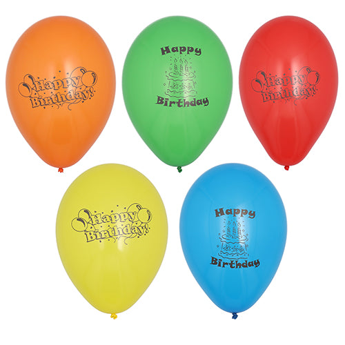10 Luftballons Ø 22 cm farbig sortiert "Happy Birthday"