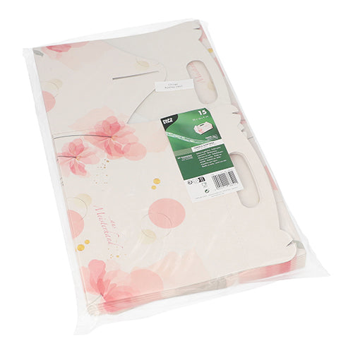 15 Gebäck-Kartons, Pappe eckig 23 cm x 16 cm x 9 cm rosé mit Tragegriff