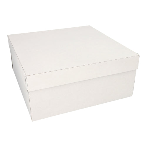 10 Tortenkartons, mit Deckel, Pappe eckig 30 cm x 30 cm x 13 cm weiss