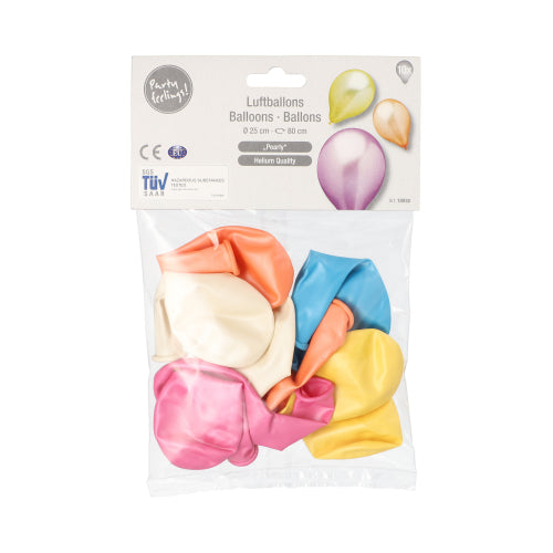 10 Luftballons Ø 25 cm farbig sortiert "Pearly"