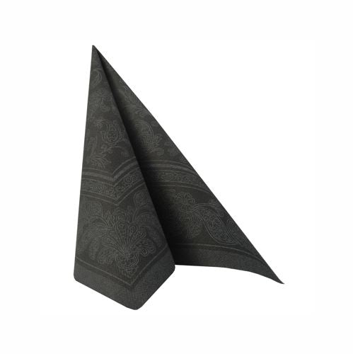 50 Servietten "ROYAL Collection" 1/4-Falz 40 cm x 40 cm schwarz "Ornaments"
