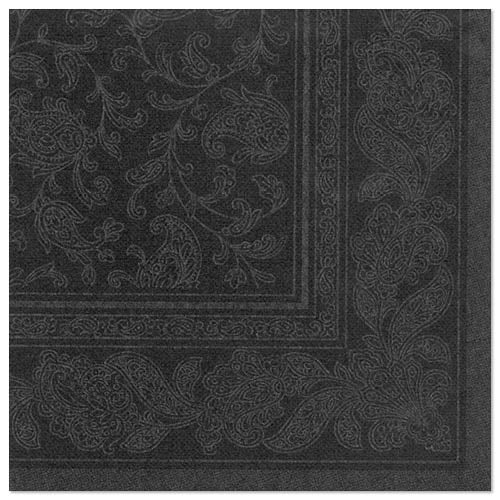 50 Servietten "ROYAL Collection" 1/4-Falz 40 cm x 40 cm schwarz "Ornaments"