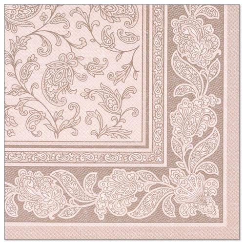 50 Servietten "ROYAL Collection" 1/4-Falz 40 cm x 40 cm mocca "Ornaments"