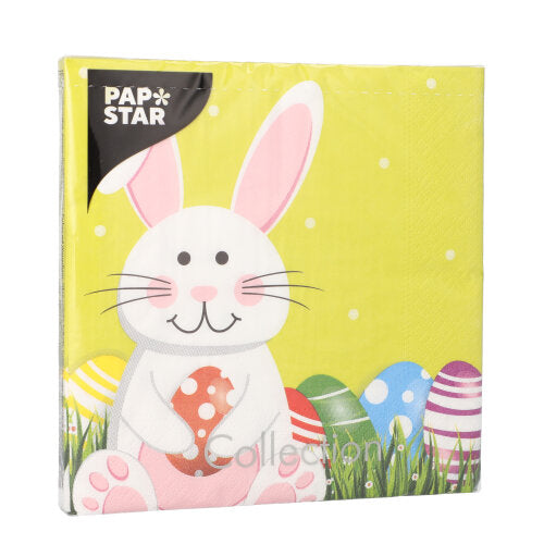 20 Servietten, 3-lagig 1/4-Falz 33 cm x 33 cm "Easter Bunny"