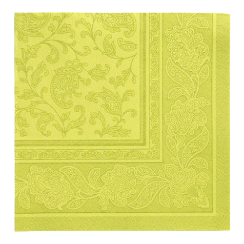 50 Servietten "ROYAL Collection" 1/4-Falz 40 cm x 40 cm limonengrün "Ornaments"
