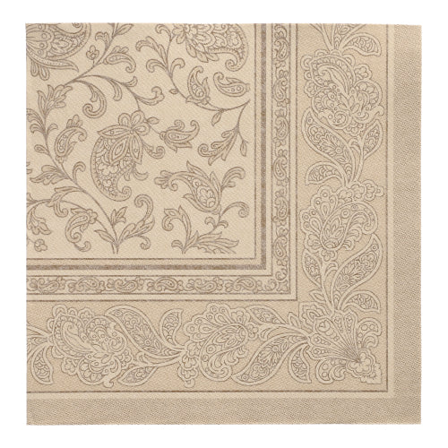 50 Servietten "ROYAL Collection" 1/4-Falz 40 cm x 40 cm sand "Ornaments"