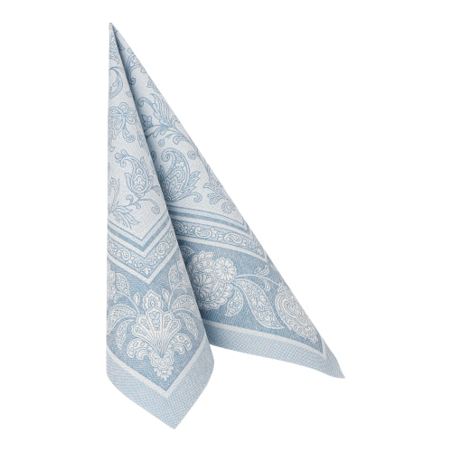 50 Servietten "ROYAL Collection" 1/4-Falz 40 cm x 40 cm arktikblau "Ornaments"