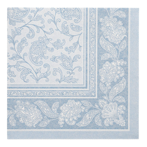 50 Servietten "ROYAL Collection" 1/4-Falz 40 cm x 40 cm arktikblau "Ornaments"