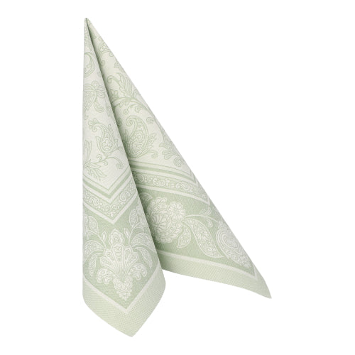 50 Servietten "ROYAL Collection" 1/4-Falz 40 cm x 40 cm jadegrün "Ornaments"
