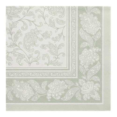 50 Servietten "ROYAL Collection" 1/4-Falz 40 cm x 40 cm jadegrün "Ornaments"