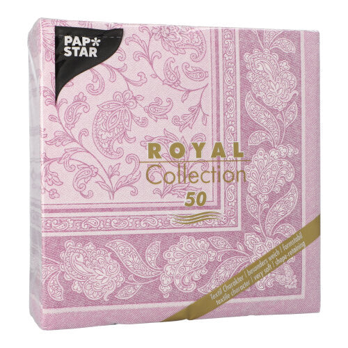 50 Servietten "ROYAL Collection" 1/4-Falz 40 cm x 40 cm lila "Ornaments"