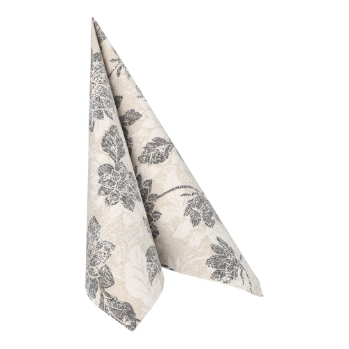 50 Servietten "ROYAL Collection" 1/4-Falz 40 cm x 40 cm anthrazit "Flowers"