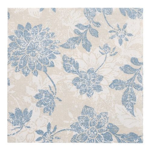 50 Servietten "ROYAL Collection" 1/4-Falz 40 cm x 40 cm arktikblau "Flowers"