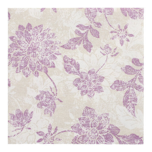 50 Servietten "ROYAL Collection" 1/4-Falz 40 cm x 40 cm lila "Flowers"