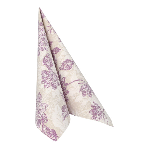 50 Servietten "ROYAL Collection" 1/4-Falz 40 cm x 40 cm lila "Flowers"
