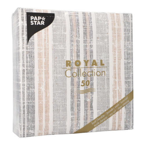 50 Servietten "ROYAL Collection" 1/4-Falz 40 cm x 40 cm grau "Stripes"