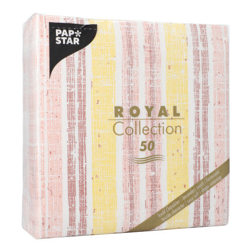50 Servietten "ROYAL Collection" 1/4-Falz 40 cm x 40 cm gelb "Stripes"