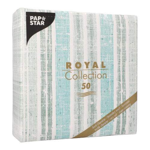 50 Servietten "ROYAL Collection" 1/4-Falz 40 cm x 40 cm dunkelgrün "Stripes"
