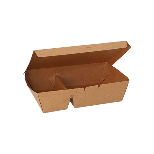 25 Lunchboxen, Pappe 2-geteilt 450 ml 5 cm x 11 cm x 16,8 cm braun