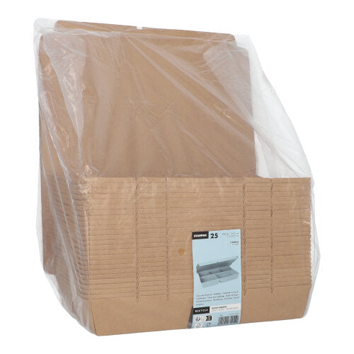 25 Lunchboxen, Pappe 5-geteilt 900 ml 4,2 cm x 17 cm x 25,5 cm braun