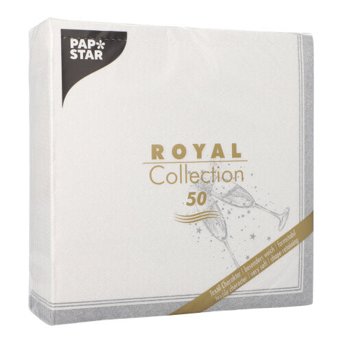 50 Servietten "ROYAL Collection" 1/4-Falz 40 cm x 40 cm silber "Festivities"