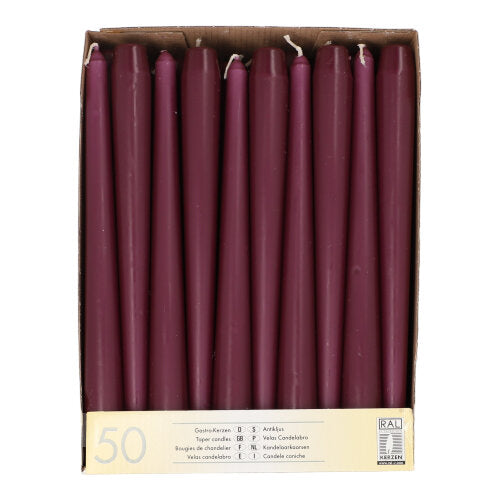50 Leuchterkerzen Ø 2,2 cm · 25 cm violett