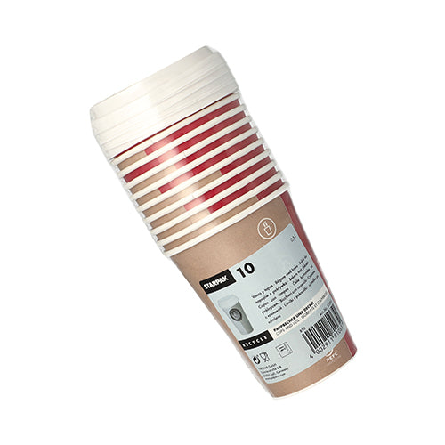 10 Trinkbecher, Pappe mit Deckel, PS "To Go" 0,3 l Ø 9 cm · 11,1 cm