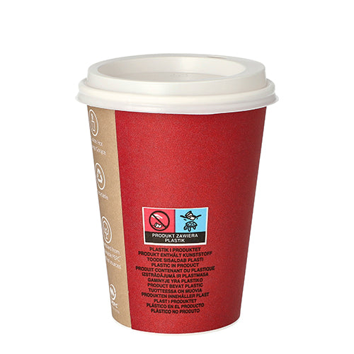10 Trinkbecher, Pappe mit Deckel, PS "To Go" 0,3 l Ø 9 cm · 11,1 cm