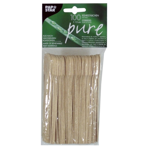 100 Rührstäbchen, Holz "pure" 13 cm