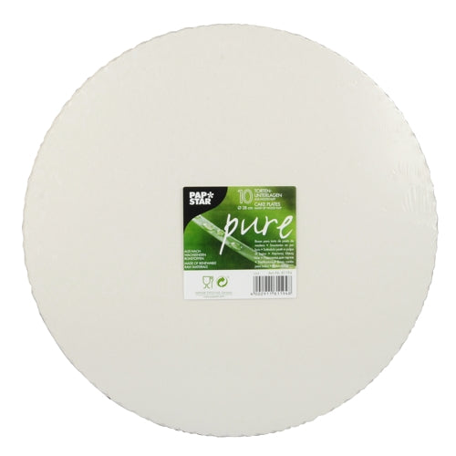 10 Tortenunterlagen, Pappe "pure" rund Ø 28 cm weiss mit gezacktem Rand