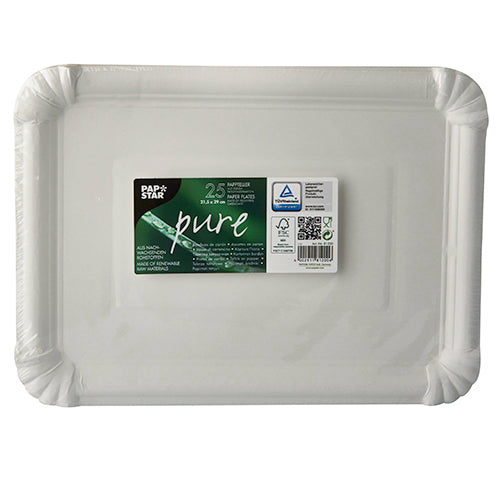 25 Teller, Pappe "pure" eckig 21,5 cm x 29 cm weiss