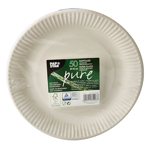 50 Teller, Pappe "pure" rund Ø 23 cm weiss